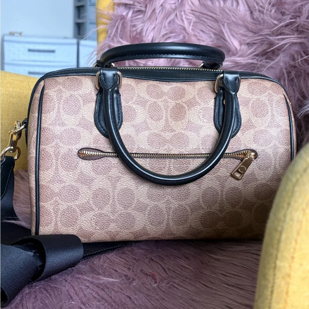 Coach Signature Tan and Black Satchel - Picture 7 of 10